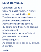 Avis Lucie PSM 1 au format Agilethinking pro